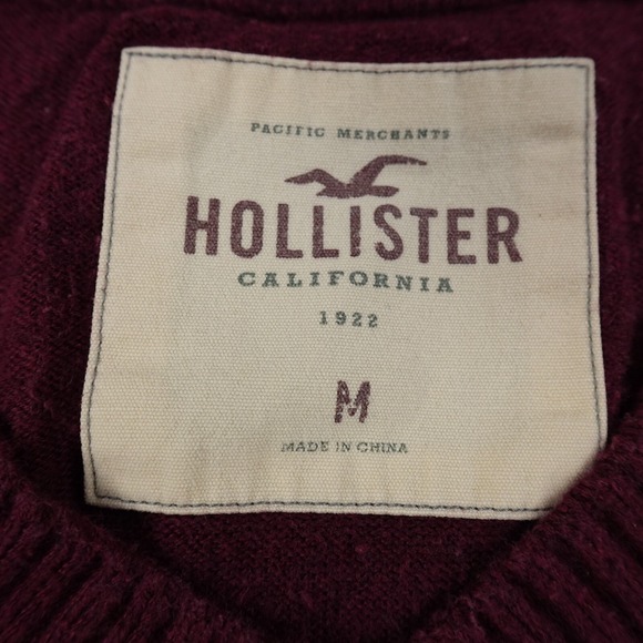 Hollister Sweater Mens M Red Pullover Knit Crewneck Sweatshirt Casual Preppy HCO - Picture 3 of 9